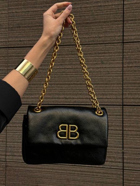 Balenciaga Monaco Mini Chain Bag Black/Gold B1200 фото