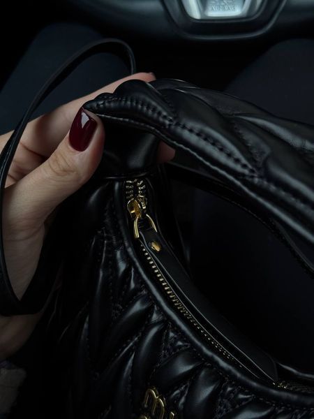 Miu Miu Wander Matelass&eacute; Nappa Leather Mini Hobo Bag Black [оригінальна брендована коробка] pr208 фото