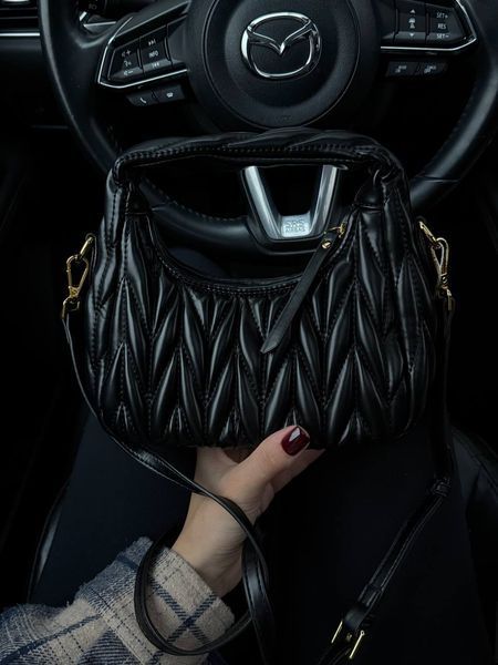 Miu Miu Wander Matelass&eacute; Nappa Leather Mini Hobo Bag Black [оригінальна брендована коробка] pr208 фото