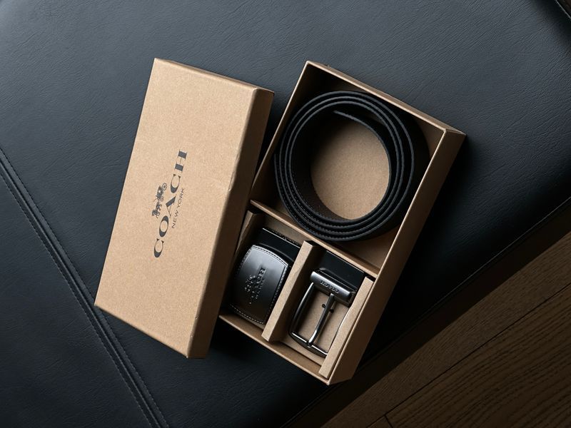 Coach Belt Kit із шкіри Polished Pebble Black/Black Fittings 6616131 фото
