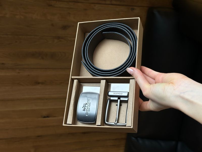 Coach Belt Kit із шкіри Polished Pebble Black/Black Fittings 6616131 фото