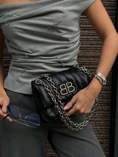 Balenciaga Monaco Mini Chain Bag Black/Silver B1201 фото