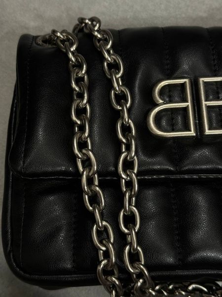 Balenciaga Monaco Mini Chain Bag Black/Silver B1201 фото