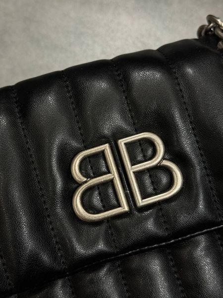 Balenciaga Monaco Mini Chain Bag Black/Silver B1201 фото
