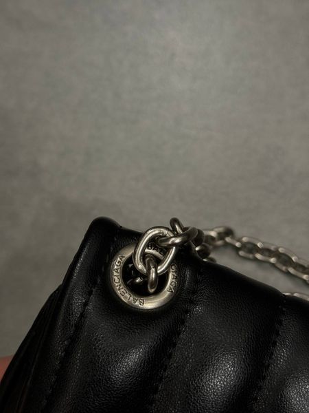 Balenciaga Monaco Mini Chain Bag Black/Silver B1201 фото