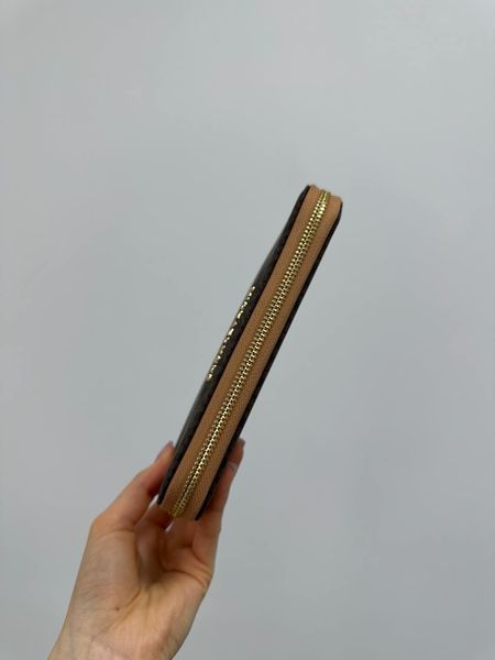 Жіночий гаманець Michael Kors Large Wallet Zip у фірмовій коричневій канві з застібкою-блискавкою 8818102 фото