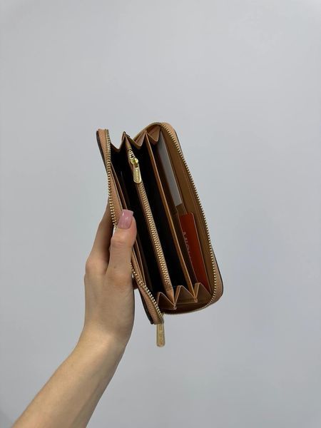 Жіночий гаманець Michael Kors Large Wallet Zip у фірмовій коричневій канві з застібкою-блискавкою 8818102 фото