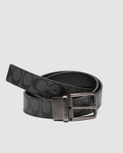 Coach Belt Kit із шкіри та фірмової канви Grey Canvas/Black Fittings  6616222 фото