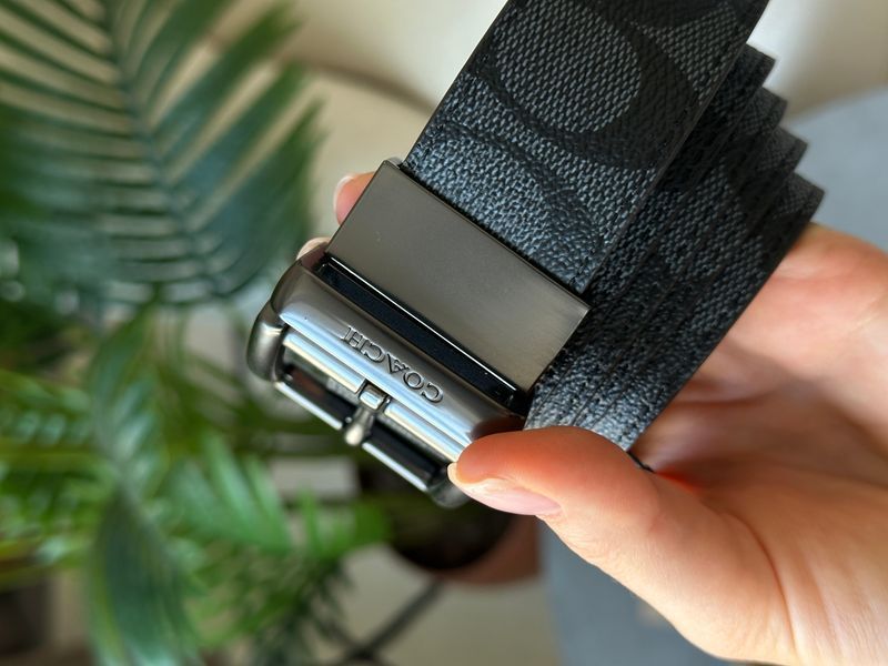 Coach Belt Kit із шкіри та фірмової канви Grey Canvas/Black Fittings  6616222 фото